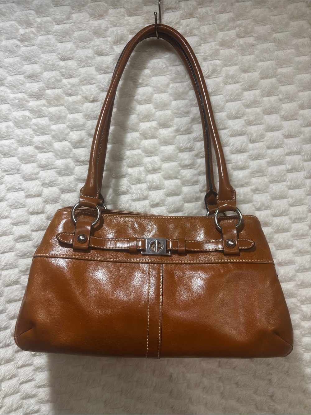 Giani Bernini Mustard Leather East West Satchel GB Logo